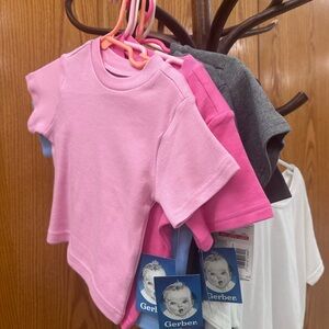 8 Gerber Pink and Gray Short Sleeve Tees - bundle